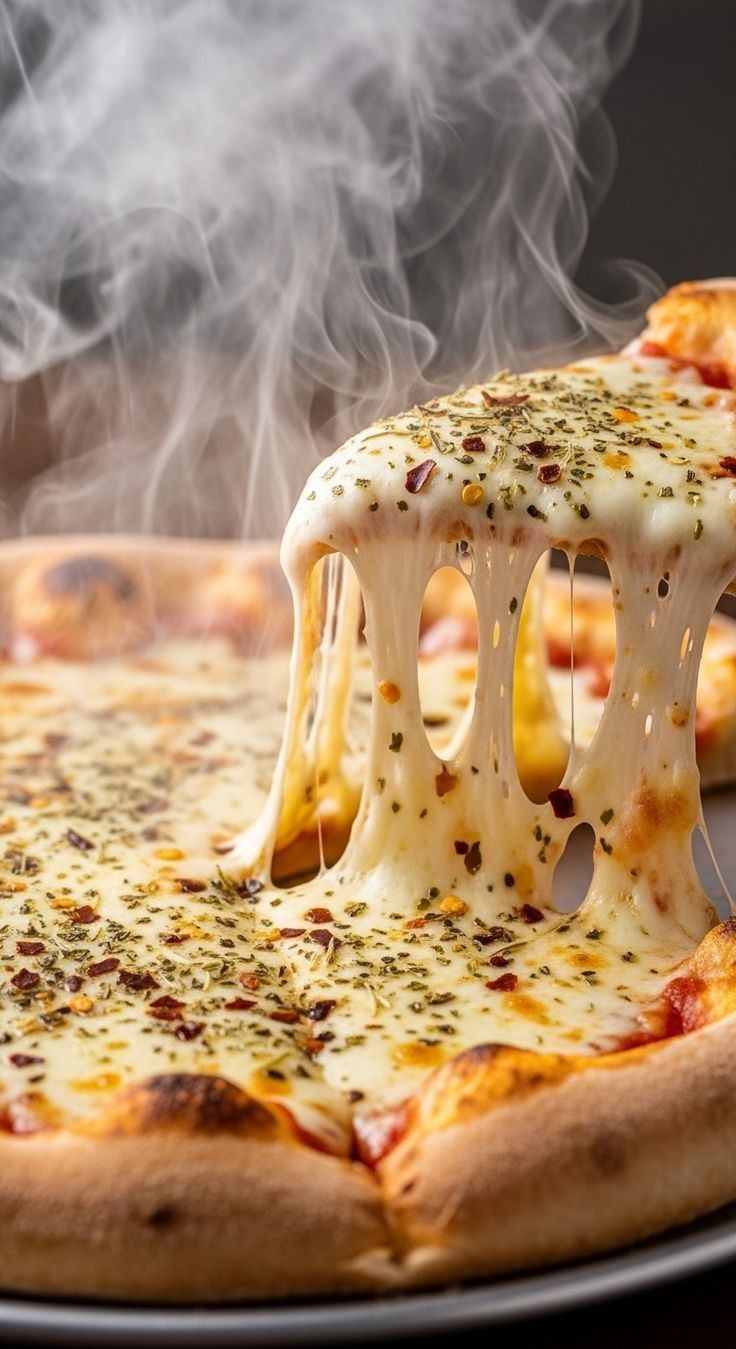 Pizza com queijo derretido